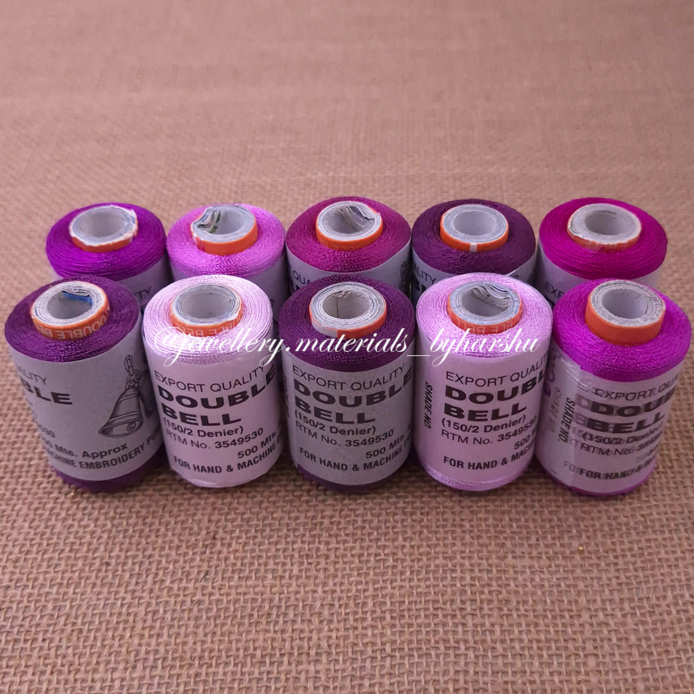 Double Bell Silk Thread Combo - Purple Shade (Random Color – Color will be sent as per availability)