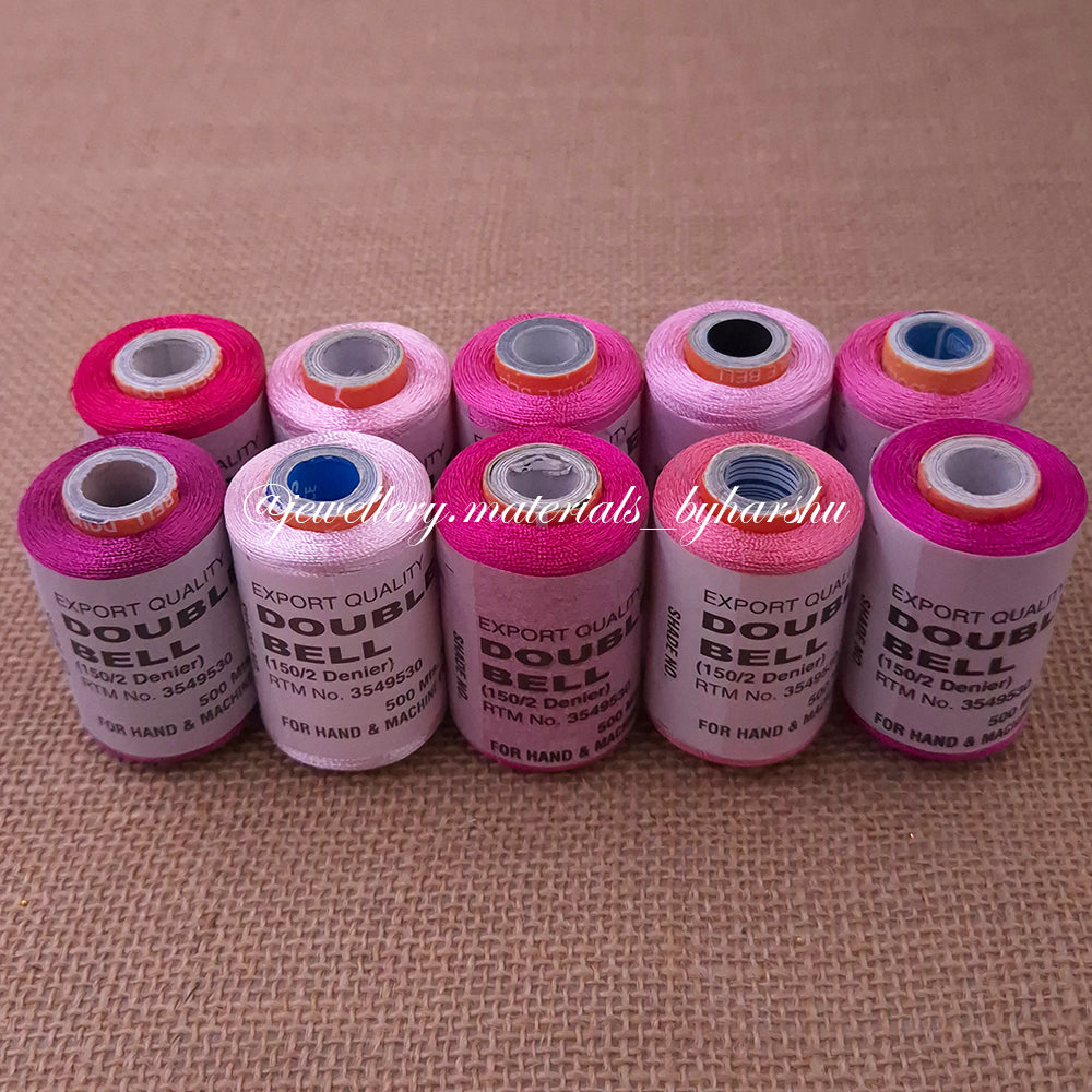 Double Bell Silk Thread Combo - Pink Shade (Random Color – Color will be sent as per availability)