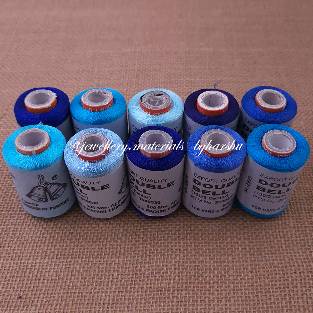Double Bell Silk Thread Combo - Blue Shade (Random Color – Color will be sent as per availability)