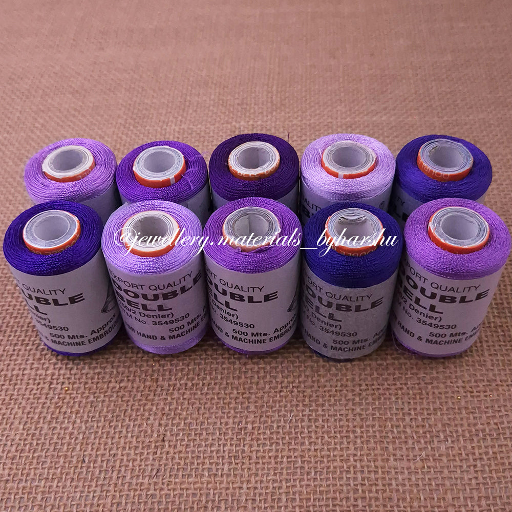 Double Bell Silk Thread Combo - Violet Shade (Random Color – Color will be sent as per availability)