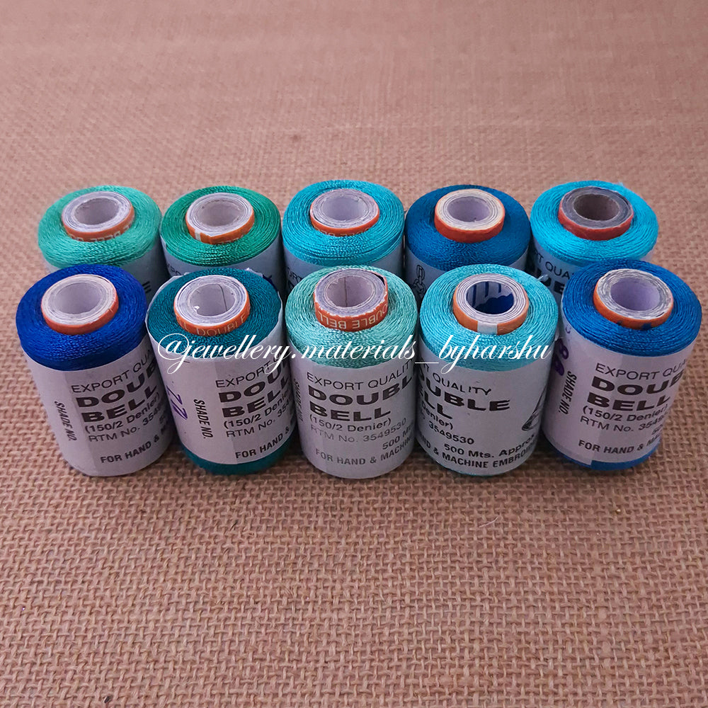 Double Bell Silk Thread Combo - Teal Shade (Random Color – Color will be sent as per availability)