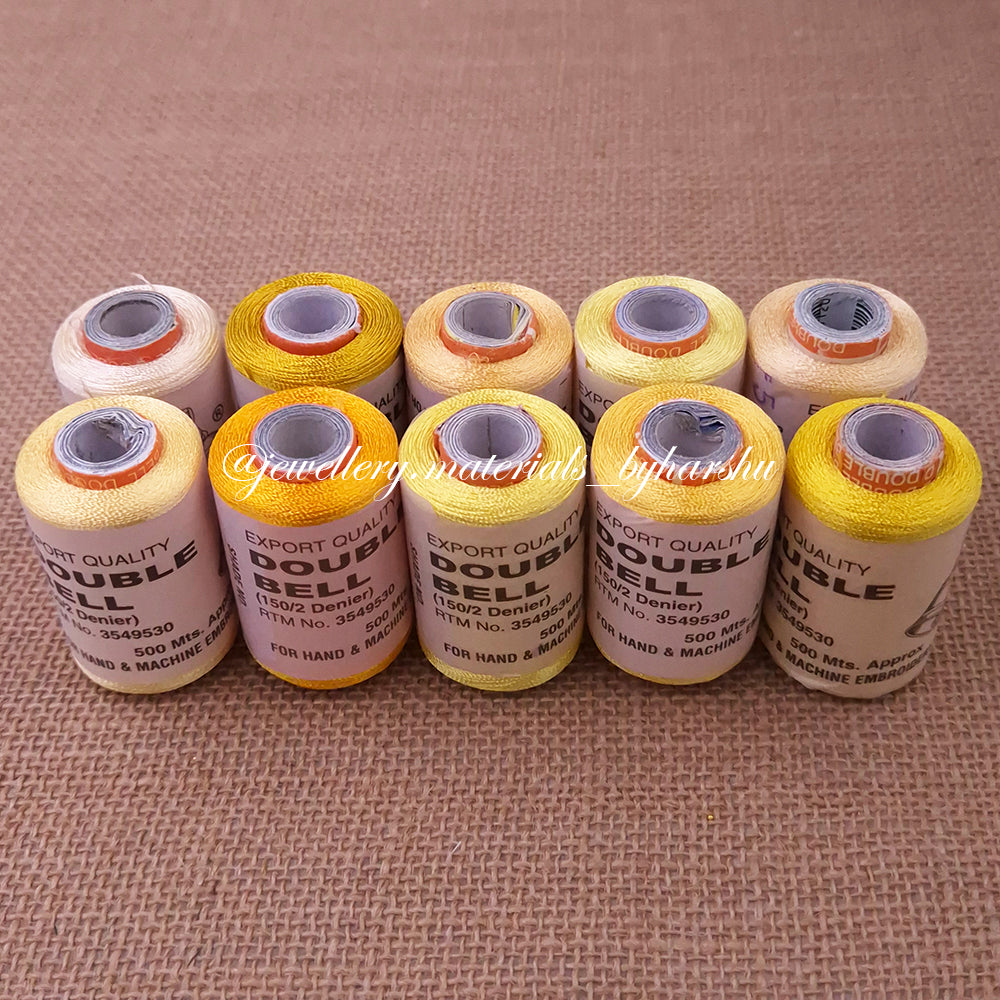 Double Bell Silk Thread Combo - Yellow and Cream Shade (Random Color – Color will be sent as per availability)