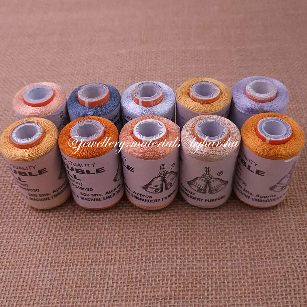 Double Bell Silk Thread Combo - Gold and Silver Shade (Random Color – Color will be sent as per availability)