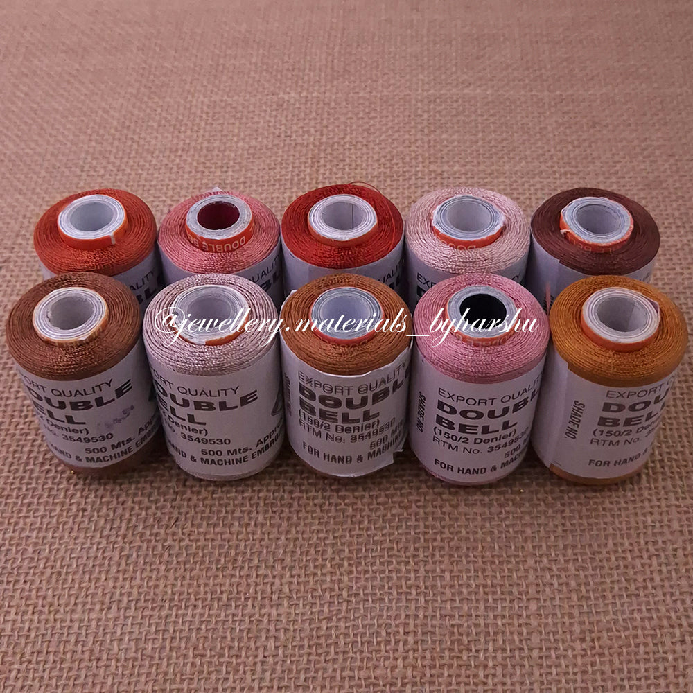 Double Bell Silk Thread Combo - Brown and Copper Shade (Random Color – Color will be sent as per availability)