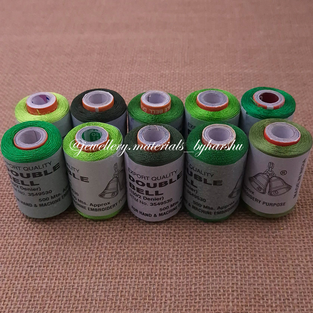Double Bell Silk Thread Combo - Green Shade (Random Color – Color will be sent as per availability)