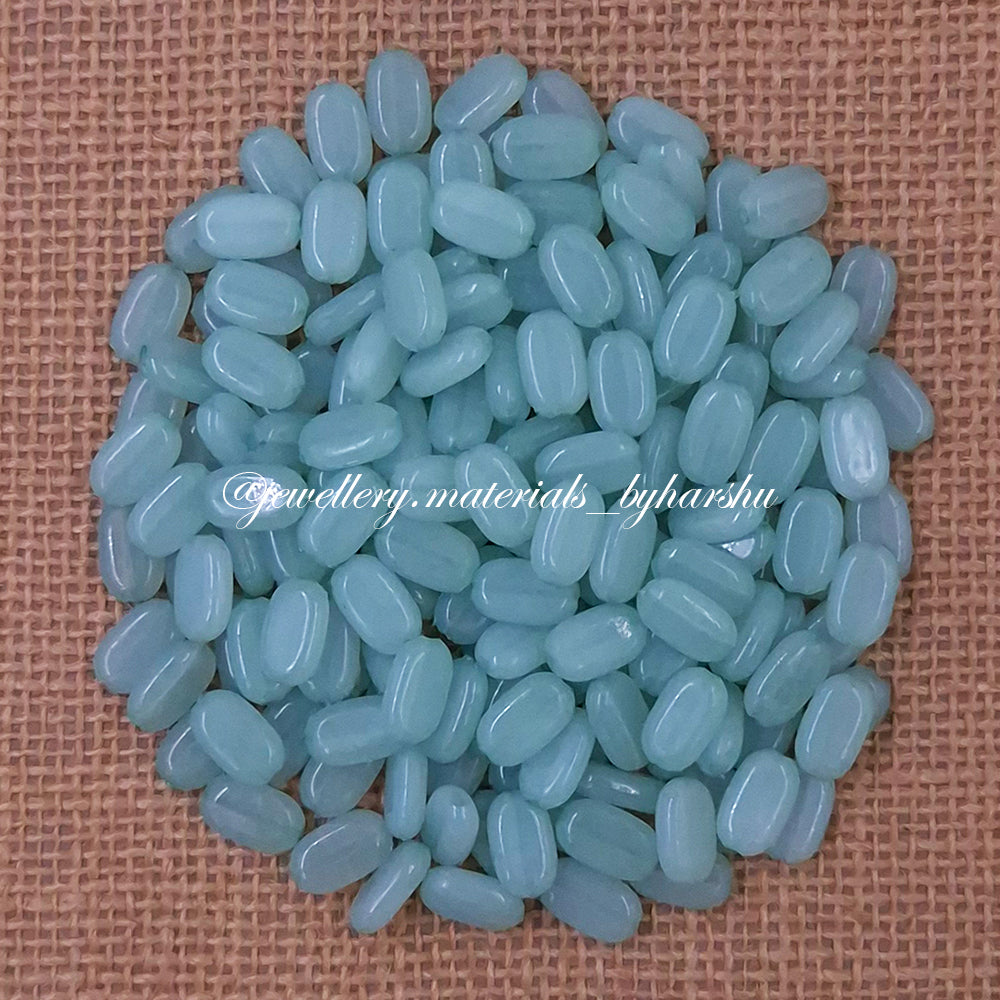 11x7MM Flat Oval Tablet Beads (Sea Green)