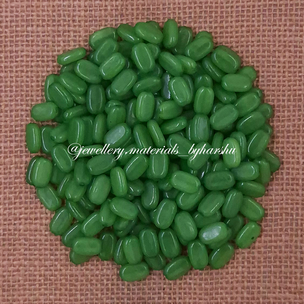 11x7MM Flat Oval Tablet Beads (Dark Leaf Green)