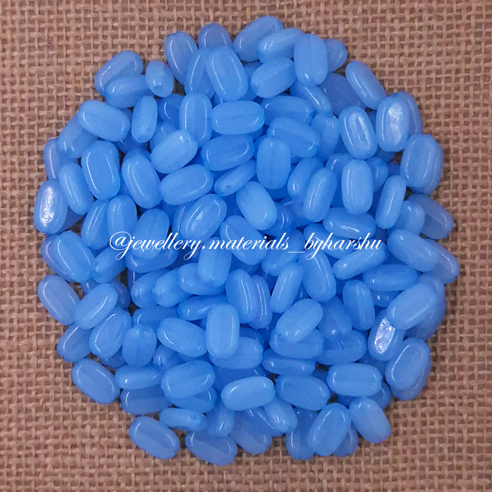 11x7MM Flat Oval Tablet Beads (Light Blue)