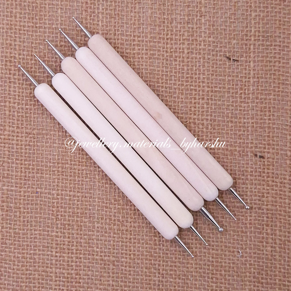 5 Piece Wooden Double Ended Stainless Steel Dotting Tools